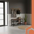 Botník s lavicou a vešiakom RUHHY 27037 73 cm, industriálny loft, hnedá doska Botník s lavicou a věšákem RUHHY 27037 73 cm, industriální loft, hnědá deska