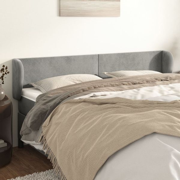 vidaXL Čelo postele so záhybmi bledosivé 203x23x78/88 cm zamat
