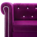 vidaXL 3-miestna pohovka Chesterfield, zamat 199x75x72 cm, fialová