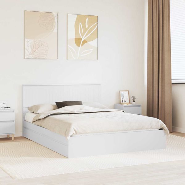 vidaXL Úložná posteľ so zásuvkou Biela 150 x 200 cm Kompozitné drevo