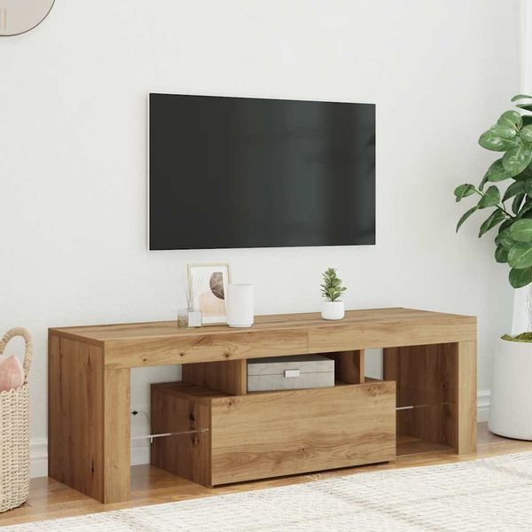 vidaXL TV skrinka s LED dub artisan 120x36,5x40 cm kompozitné drevo
