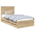 vidaXL Rám postele Sonoma dub 100 x 200 cm Inžinierske drevo