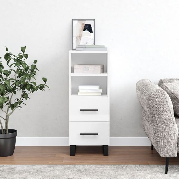 vidaXL Komoda lesklá biela 34,5x34x90 cm spracované drevo
