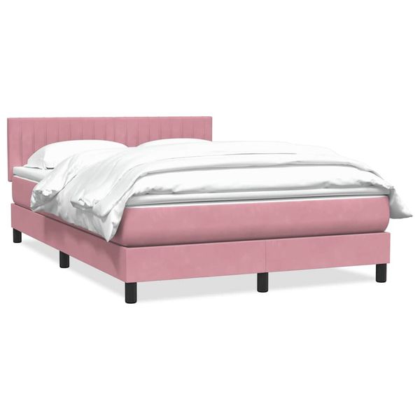 vidaXL Posteľný rám boxsping s matracom ružový 140x220 cm zamat