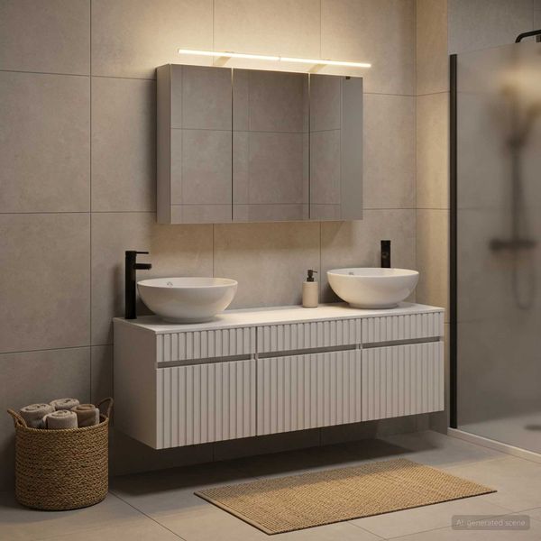 vidaXL Set kabinetov do kúpeľne 4 pcs Biela 100 x 14,5 x 70 cm