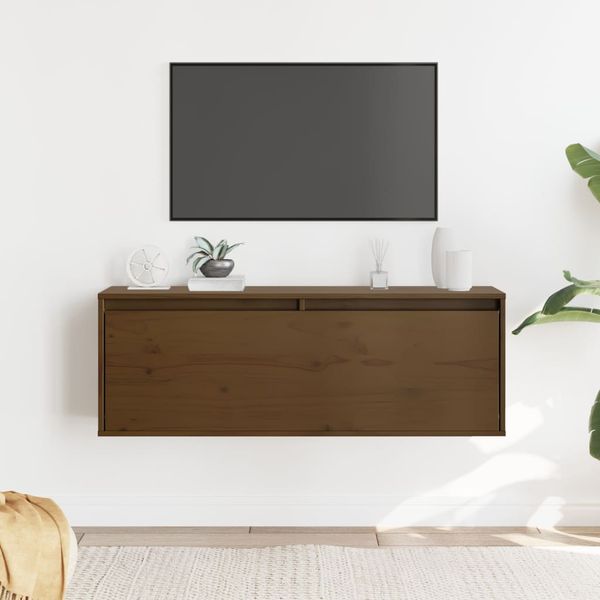 vidaXL Nástenná skrinka medovo-hnedá 100x30x35 cm masívna borovica