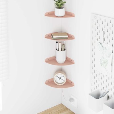 vidaXL Závesná polica s poličkou 4 pcs Ružová 15 x 15 x 2 cm