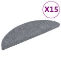 vidaXL Schodové rohože, samolepiace, 15 ks, 56x17x3 cm, svetlosivé, polkruhové