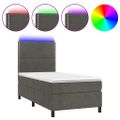 vidaXL Posteľ boxsping s matracom a LED tmavosivá 80x200 cm zamat