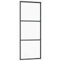 vidaXL Posuvné dvere s kovaním čierne 76x205 cm ESG sklo
