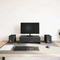 vidaXL Stojan na monitor so zásuvkami, čierny dub, 50x27x15 cm, technické drevo