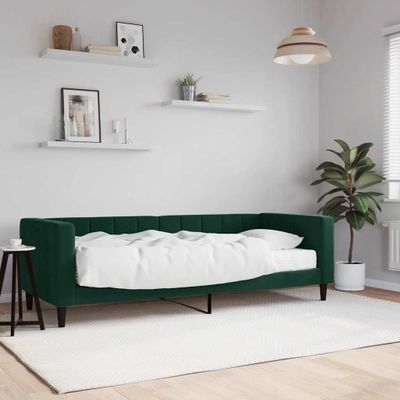 vidaXL Denná posteľ s matracom tmavozelená 80x200 cm zamat