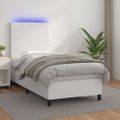 vidaXL Boxspring posteľ s matracom a LED biela 90x190 cm umelá koža