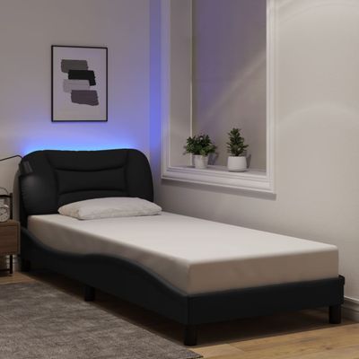 vidaXL Rám postele s LED bez matraca Hvar Čierna 80x200cm Látka