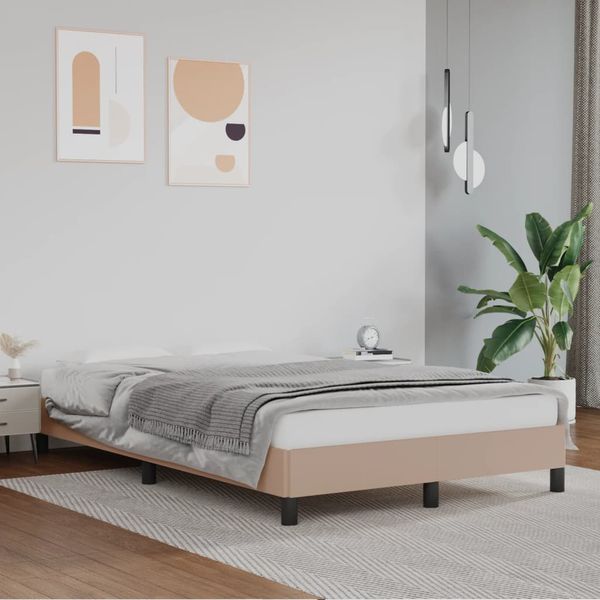 vidaXL Posteľ bez matraca kapučínová 120x190 cm umelá koža