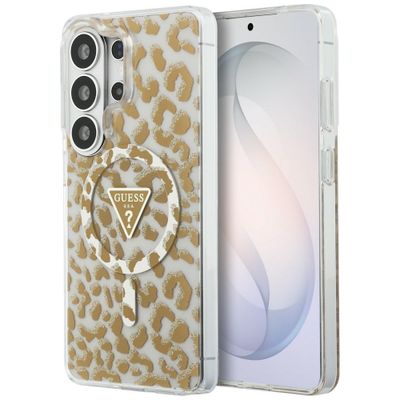 Puzdro Guess IML Leopard Print Triangle MagSafe pre Samsung Galaxy S26 Ultra hnedé