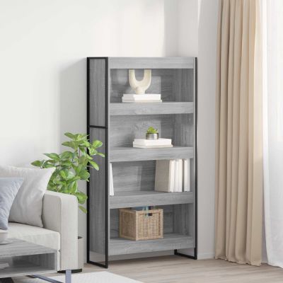 vidaXL Knižnica 2 pcs Sivý Sonoma 80 x 30 x 155 cm Kompozitné drevo