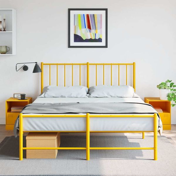 vidaXL Nočné stolíky 2 ks horčicovo-žlté 34,5x39x44 cm oceľ