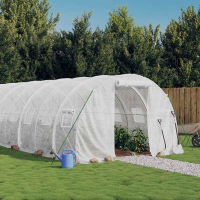 vidaXL Fóliovník s oceľovým rámom biely 30 m² 10x3x2 m