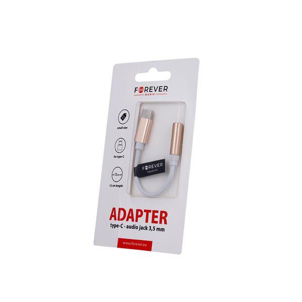 Forever adaptér audio USB-C - jack 3,5mm zlatý