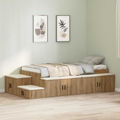 vidaXL Rám postele s úložným prostorem Remeselný dub 80 cm