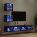 vidaXL TV nástenné jednotky s LED 5 ks Staré drevo Kompozitné drevo
