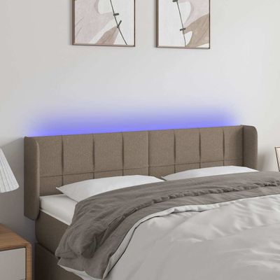 vidaXL Čelo postele s LED sivohnedé 147x16x78/88 cm látka