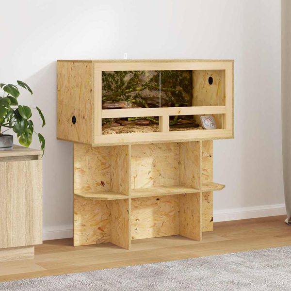 vidaXL Základňa terária s poličkou Hnedá 80 x 40 x 50 cm OSB