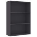 vidaXL Knižnica s 3 policami, sivá 80x30x114 cm, drevotrieska