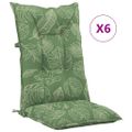 vidaXL Podložky na záhradné stoličky, vysoké operadlo 6 ks 120x50x7 cm