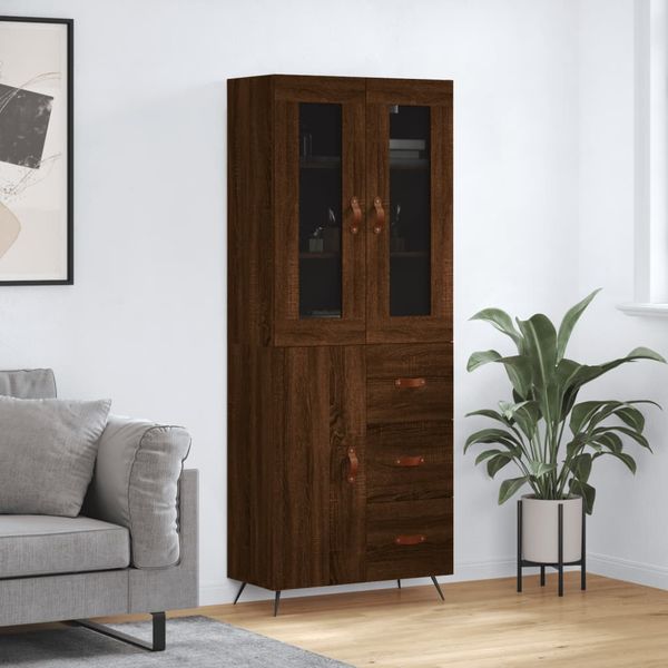 vidaXL Vysoká skrinka hnedý dub 69,5x34x180 cm spracované drevo
