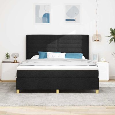 vidaXL Posteľ s pružinovým rámom s matracmi Čierna 180 x 200 cm látka