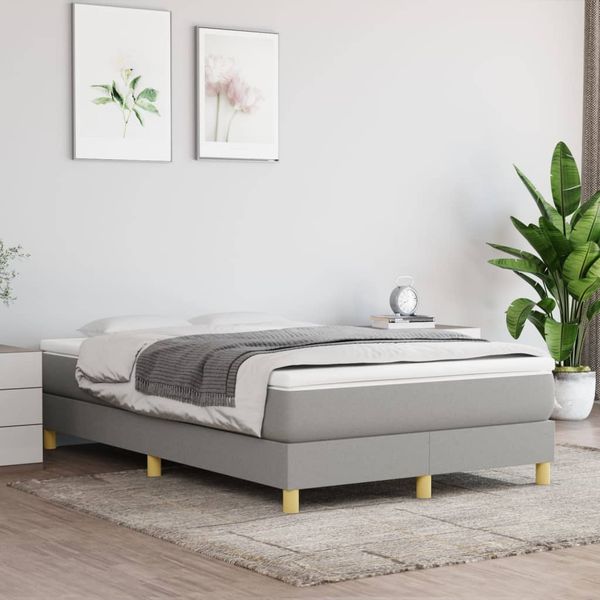 vidaXL Posteľný rám s boxspringom bledosivý 120x200 cm látka