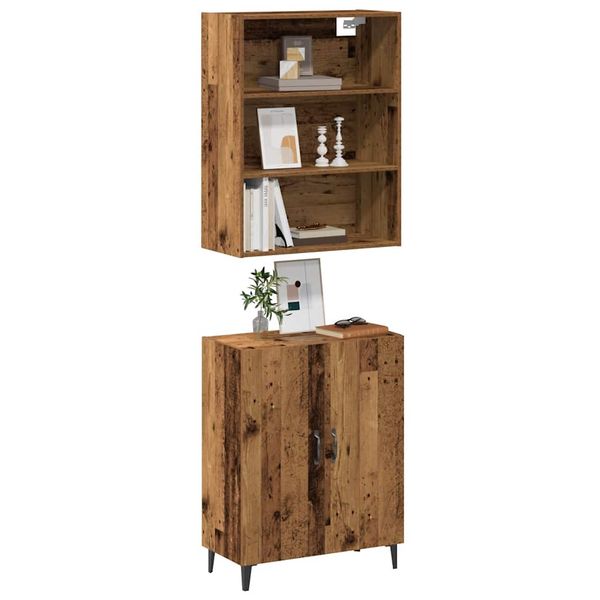 VidaXL Príborník so nástennou skrinkou Old Wood Engineered Wood
