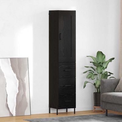 vidaXL Highboard Čierny dub 34,5 x 34 x 180 cm Kompozitné drevo