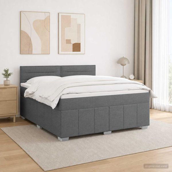 vidaXL LED boxspring posteľ s matracom Tmavosivá 140 x 190 cm Látka