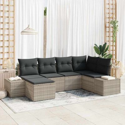vidaXL Súprava záhradných pohoviek 6 pcs Svetlosivá polyratan