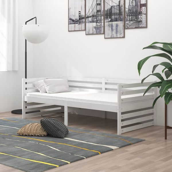 vidaXL Denná posteľ biela borovicový masív 90x200 cm