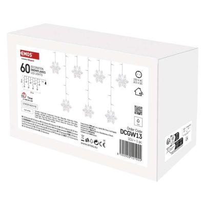 LED vianočný záves – vločky, 135x50 cm, vnútorná, studená biela
