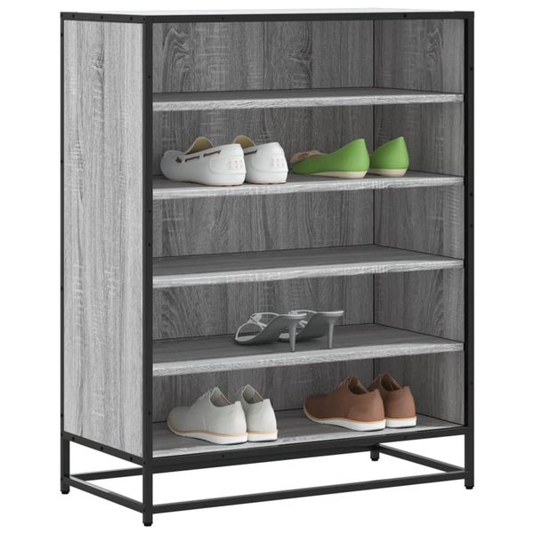 vidaXL Skrinka na topánky sivá sonoma 75x38x97,5cm kompozit. drevo+kov