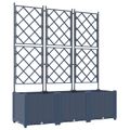 vidaXL Záhradný kvetináč 3 ks Sivá 120 x 40 x 143 cm PP