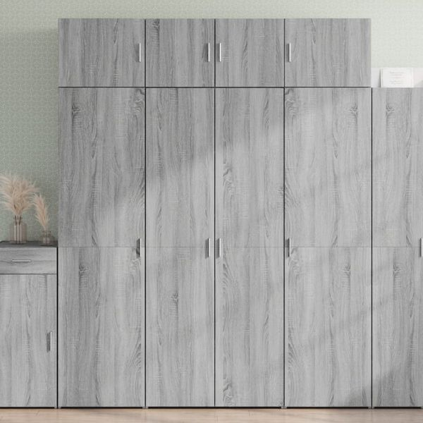 vidaXL Vysoká skrinka sivá sonoma 80x42,5x185 cm kompozitné drevo