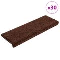 vidaXL Schodové rohože 30 ks 65x21x4 cm hnedé s obdĺžnikovým okrajom