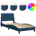 vidaXL Rám postele s LED bez matraca Hankomodrý 90x190 cm zamat