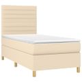 vidaXL Posteľný rám boxsping s matracom krémový 90x200 cm látka