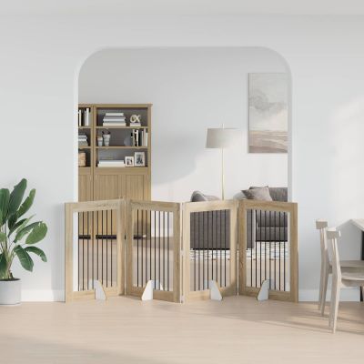vidaXL Skladacia psia brána so stojanmi 4 ks Dub sonoma 321 cm
