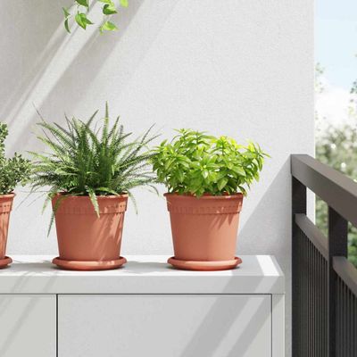 vidaXL Kruhový kvetinový podnos 24 pcs Tehlovo červená Ø 14 x 2 cm