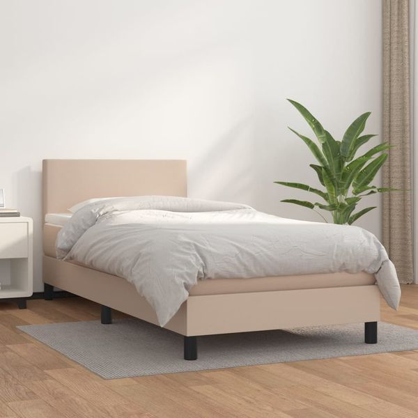 vidaXL Boxspring posteľ s matracom kapučínová 90x190 cm umelá koža