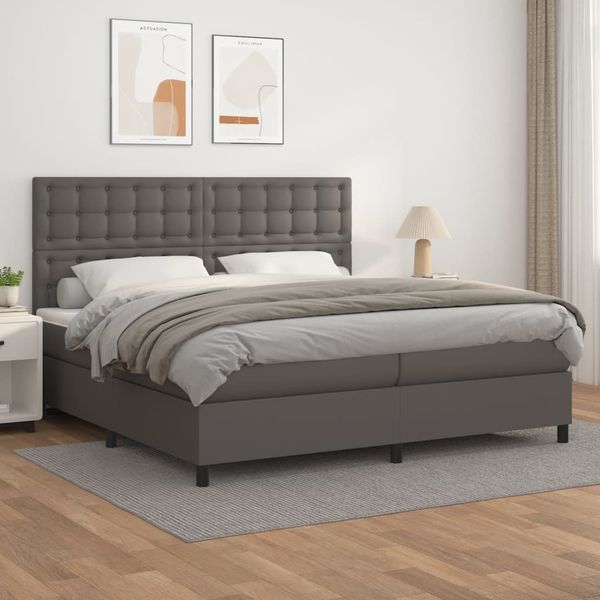vidaXL Boxspring posteľ s matracom sivá 200x200 cm umelá koža
