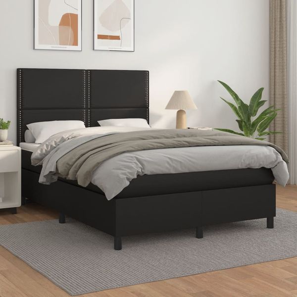 vidaXL Boxspring posteľ s matracom čierny 140x190 cm umelá koža